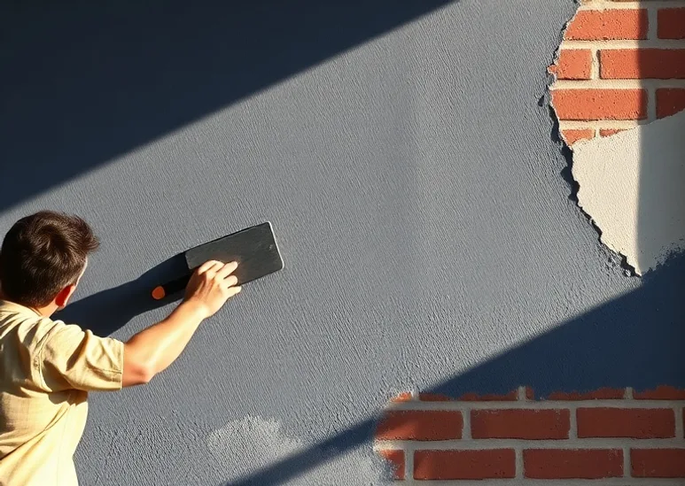 Application d'un enduit décoratif à la lisseuse sur un mur